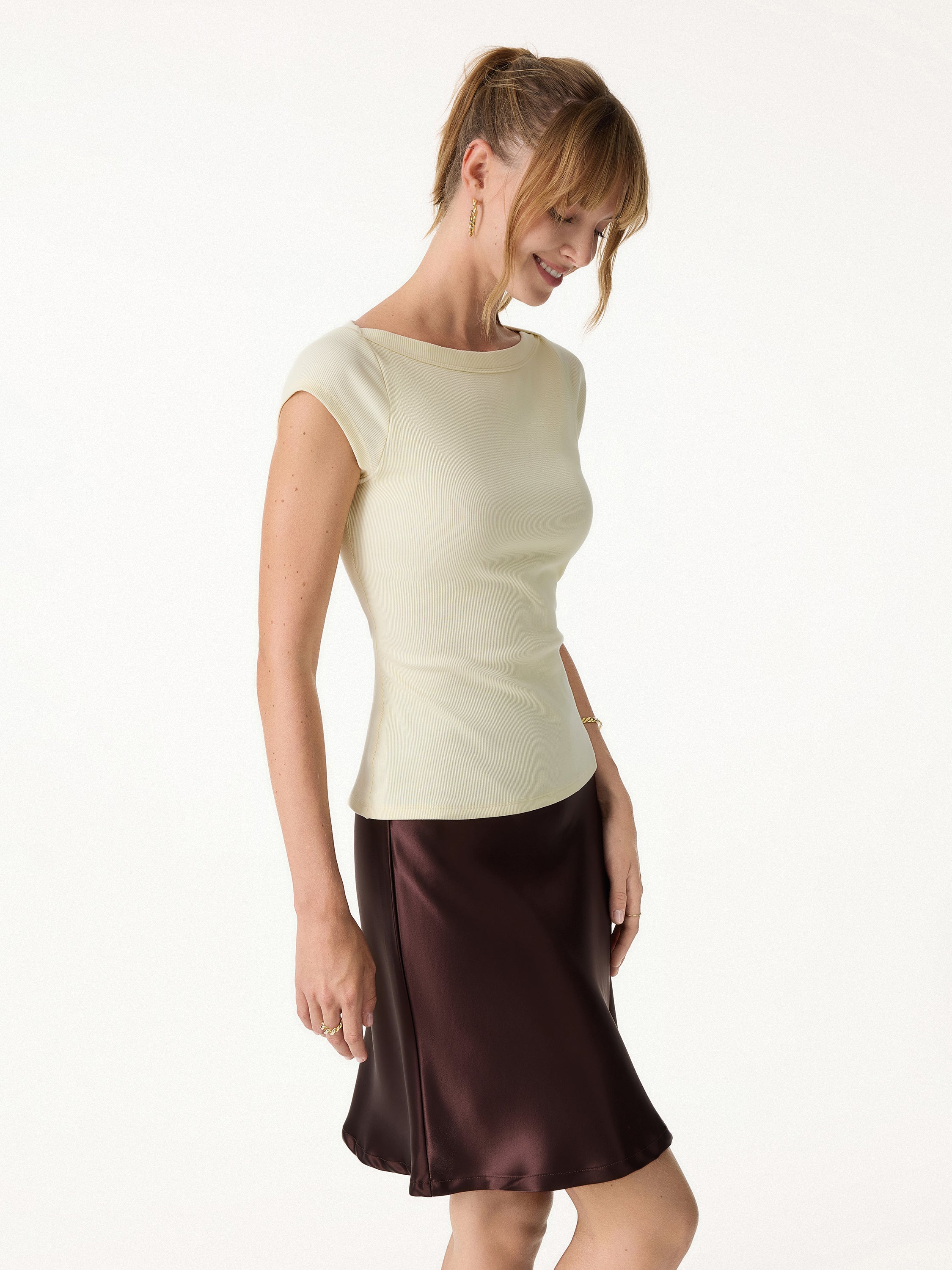 OGLmove Plantive Boatneck Cap Sleeve Bra Top