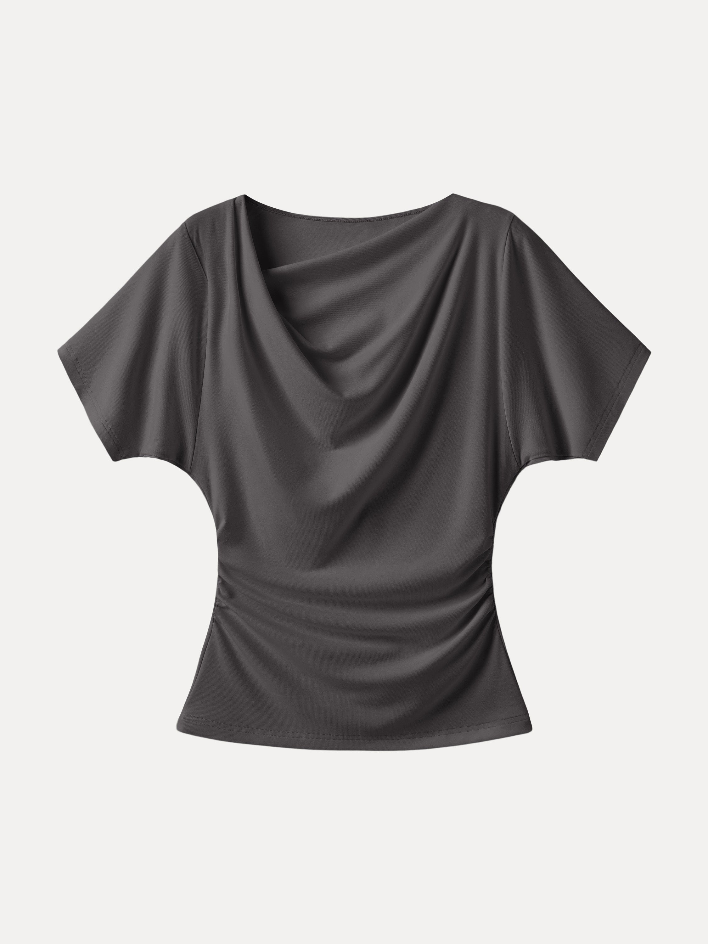OGLmove Asymmetrical Cowl Neck Ruched Top