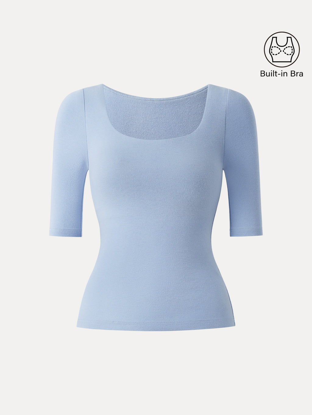 OGLmove Women's Square Neck Elbow Length Sleeve Bra Top