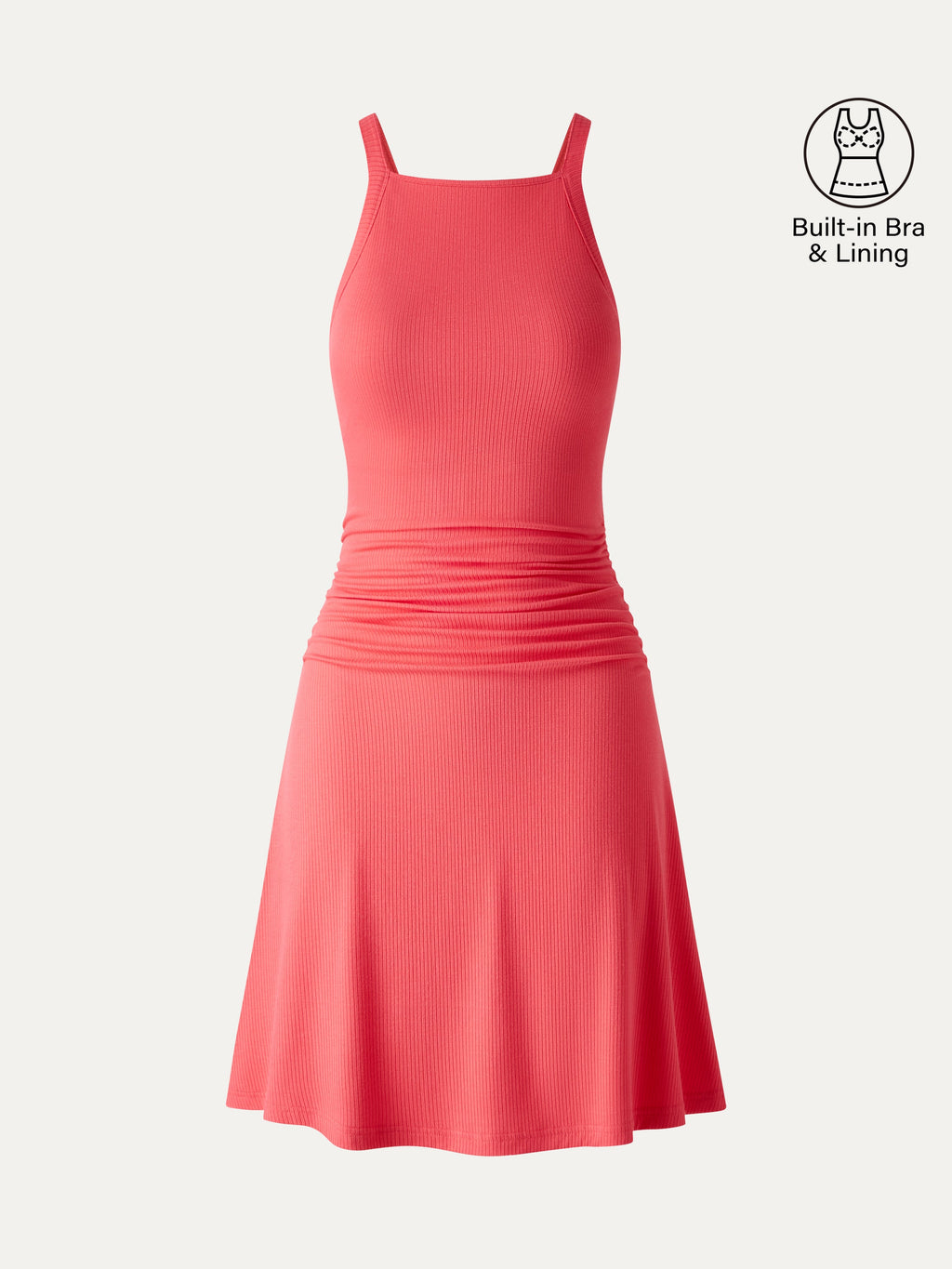 OGLmove CoolTouch Square Neck Ruched Mini Bra Dress