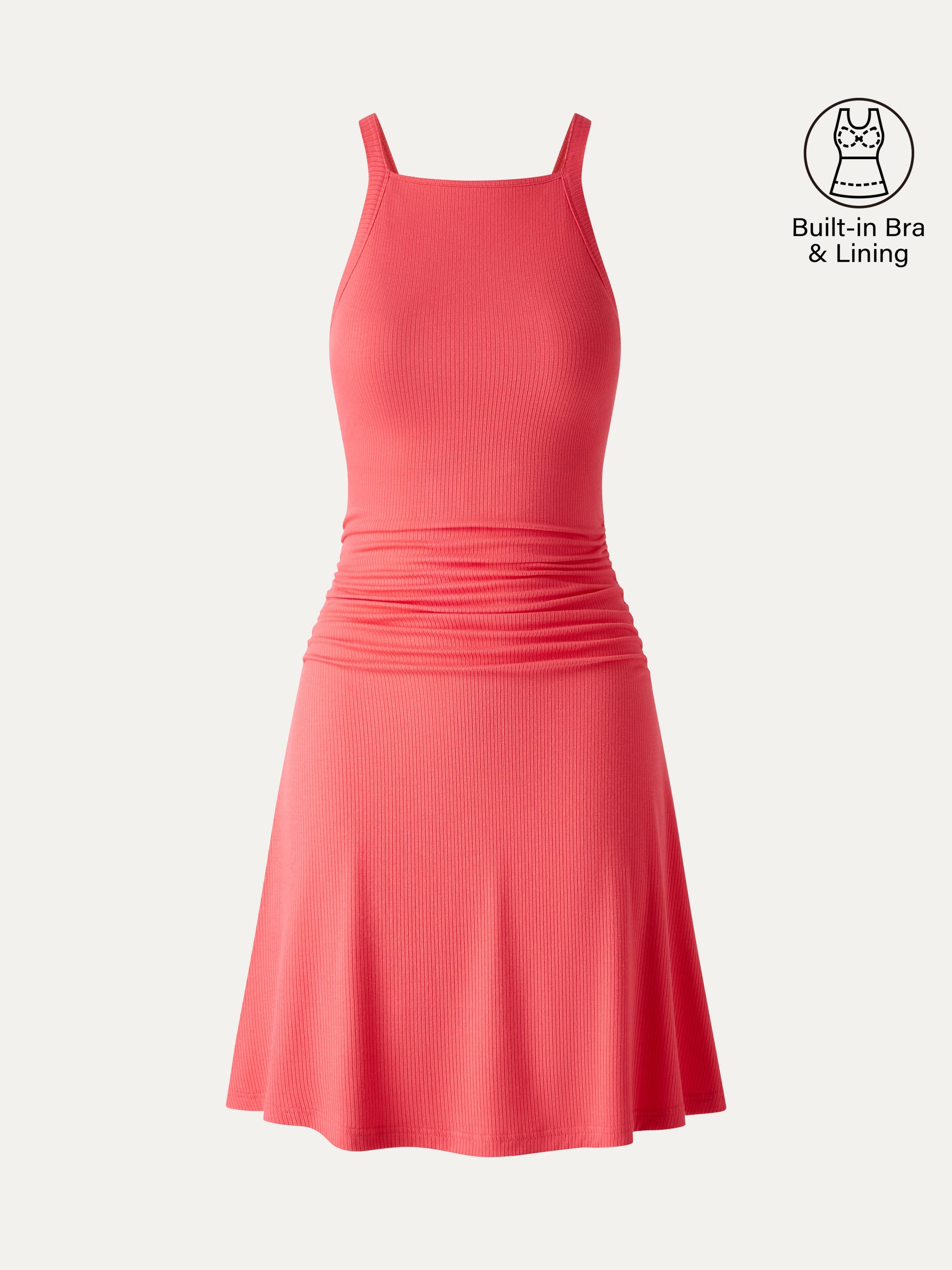 OGLmove CoolTouch Square Neck Ruched Mini Bra Dress