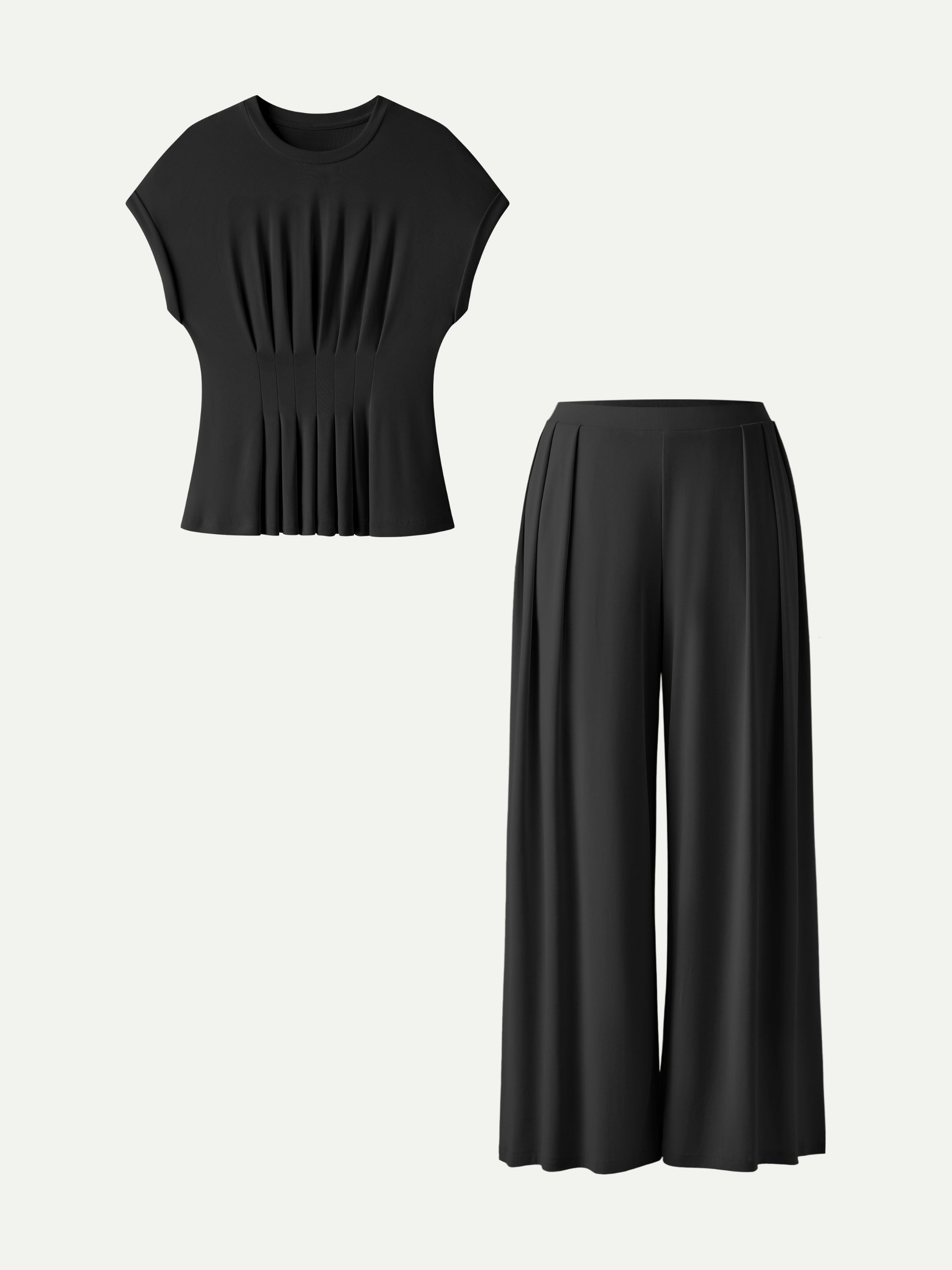 OGLmove Women's Sandwashed Modal Rib Wide Leg Matching Set