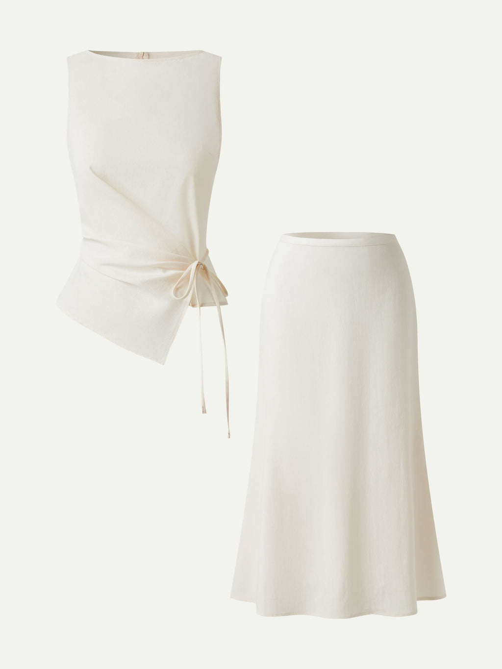 OGLmove Boatneck Waist-Defined Top & Maxi Flared Pull-On Skirt Set