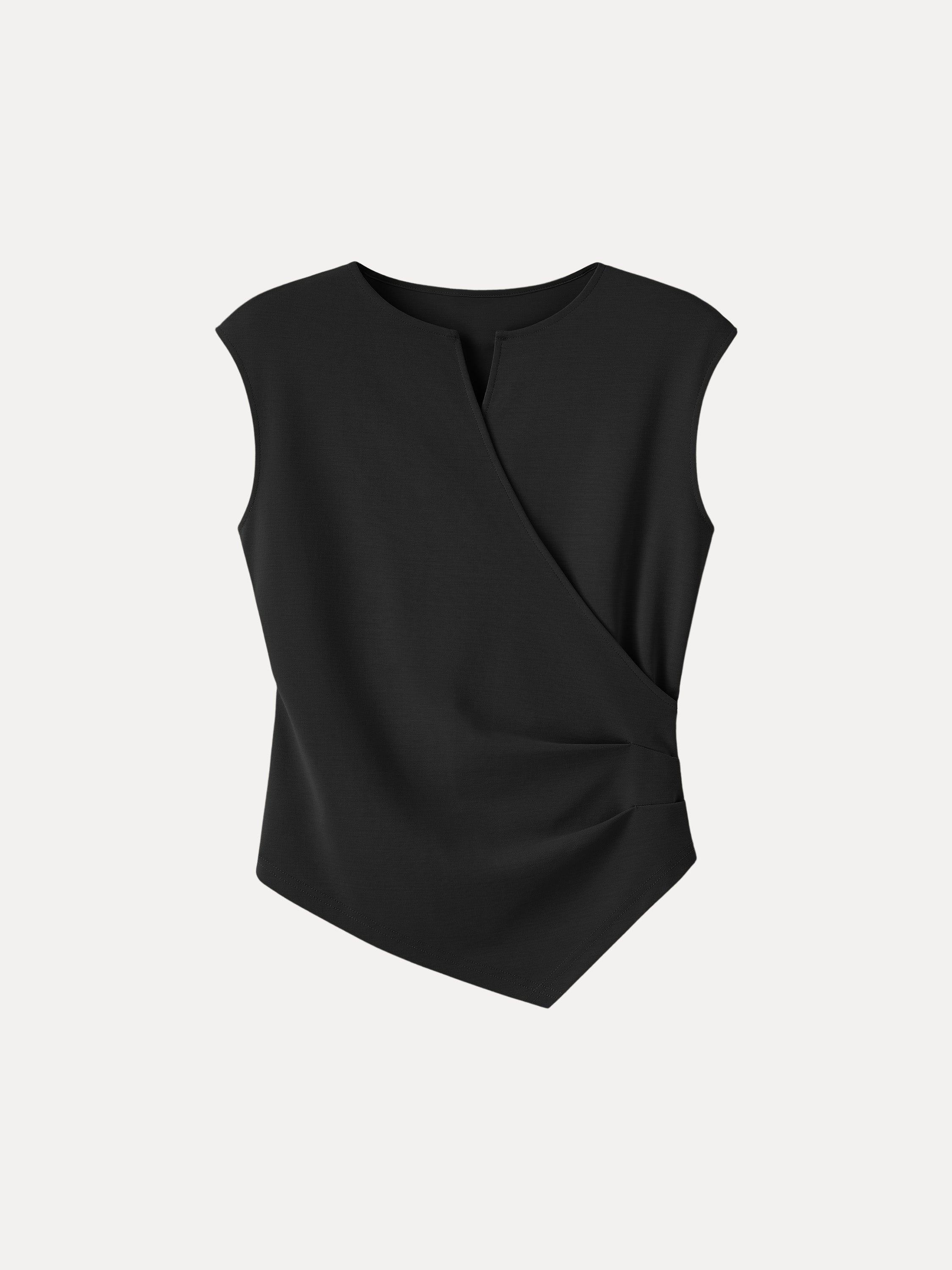 OGLmove Surplice Wide Shoulder Tucked Angled Tank Top