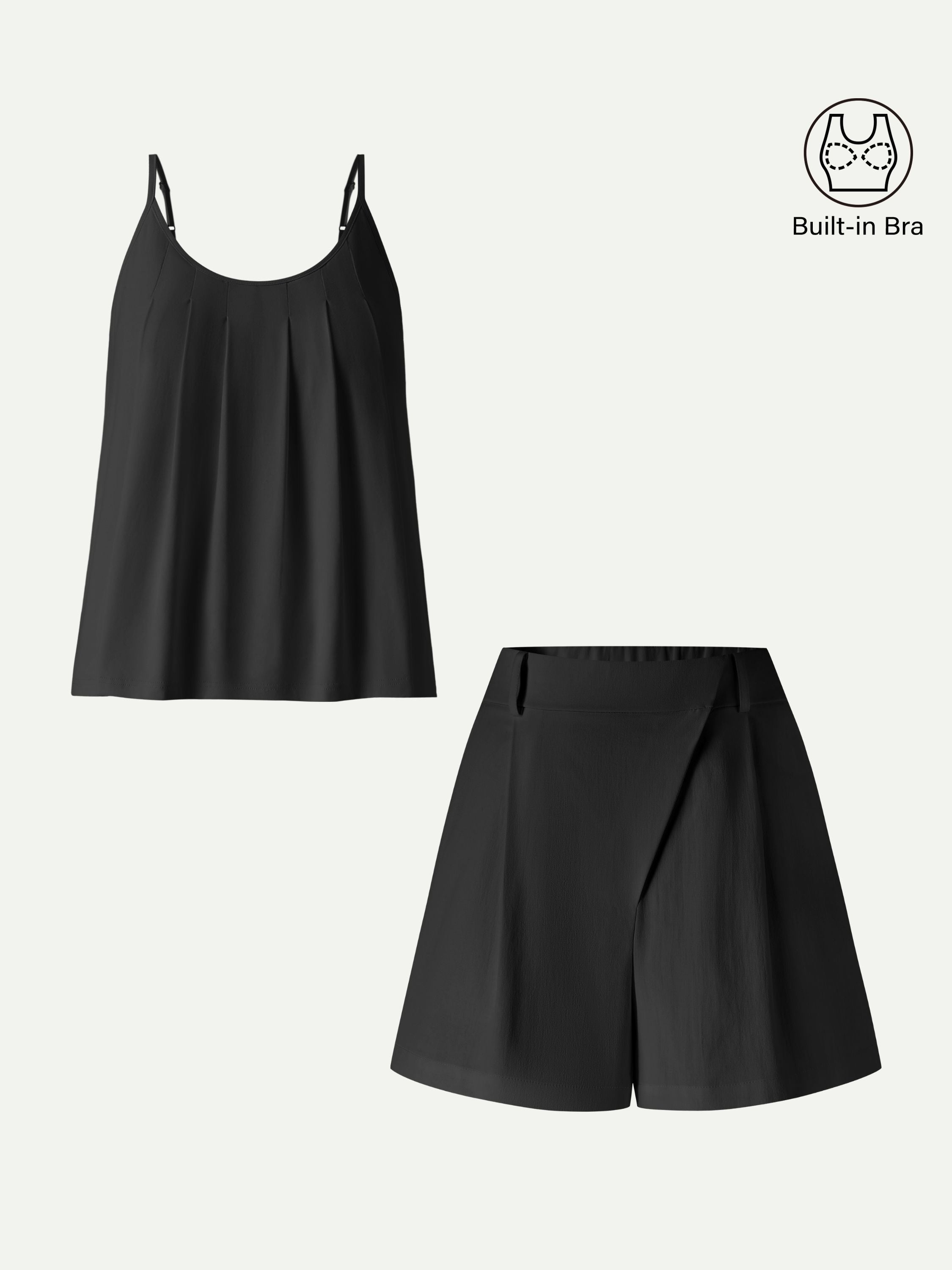 OGLmove Women's 2-Piece Spaghetti Strap Tank and A-Line Shorts Set