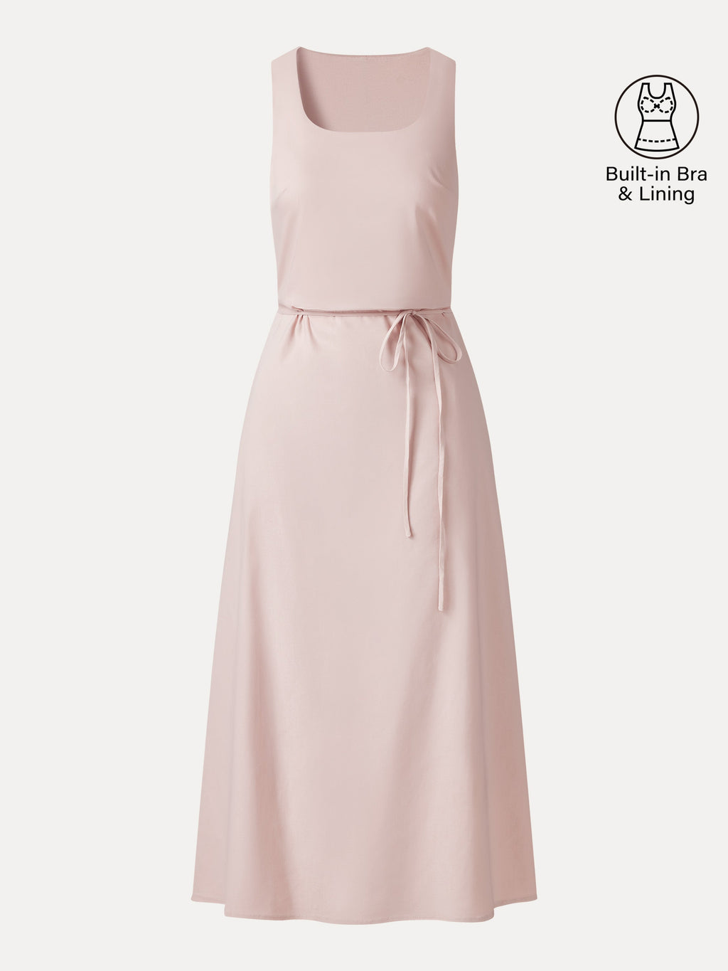OGLmove Linen Blend U-Neck Maxi Dress with Pockets