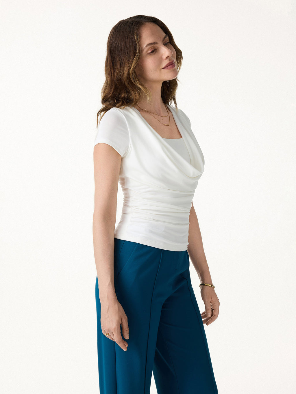 OGLmove Women's Cowl Neck Ruched Bra Top