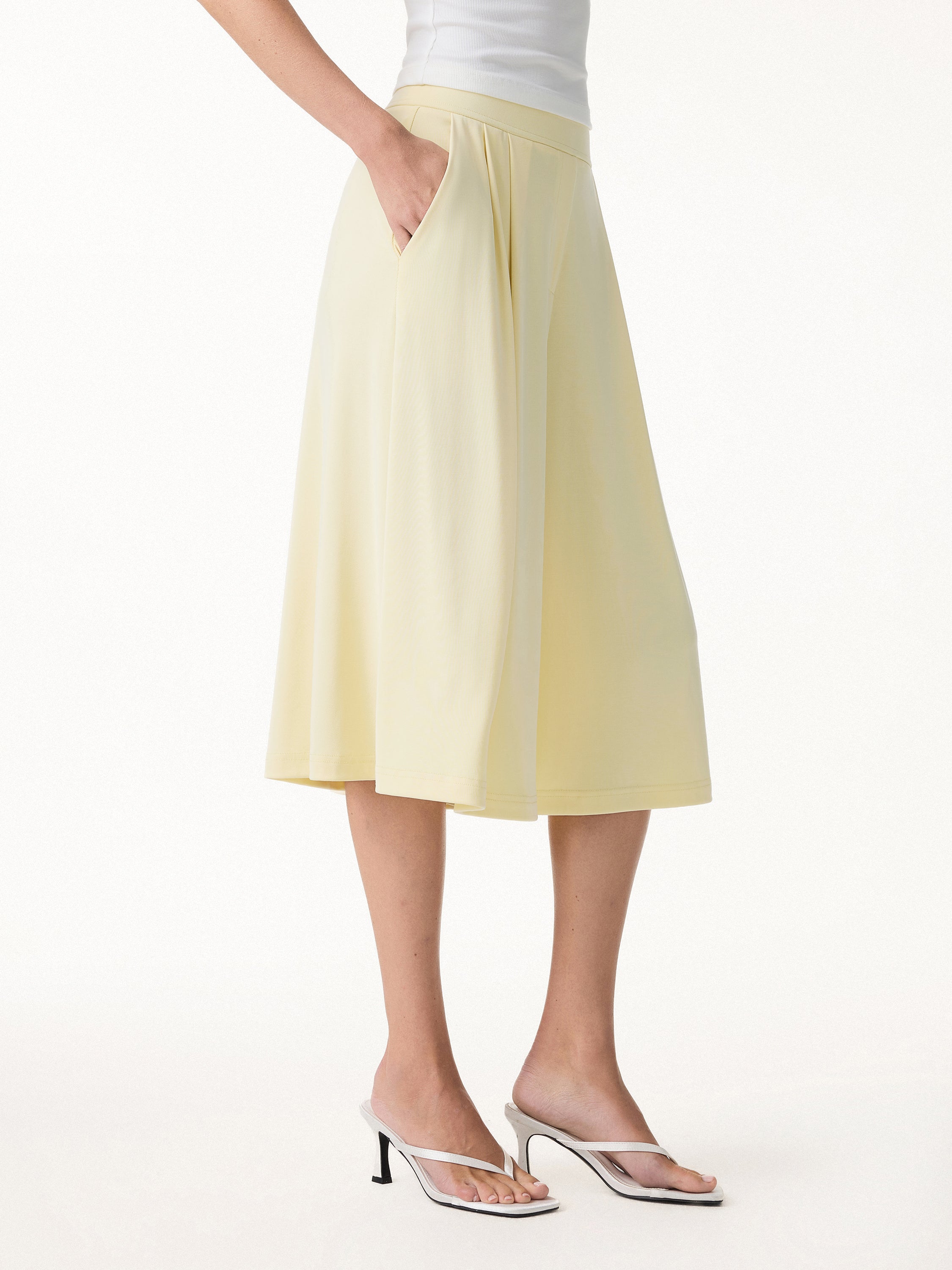 OGLmove Sandwashed Super Flowy Cropped Palazzo Leg Pant with Pockets