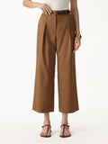 OGLmove Linen Lyocell Blend High Rise Cropped Wide Leg Pant