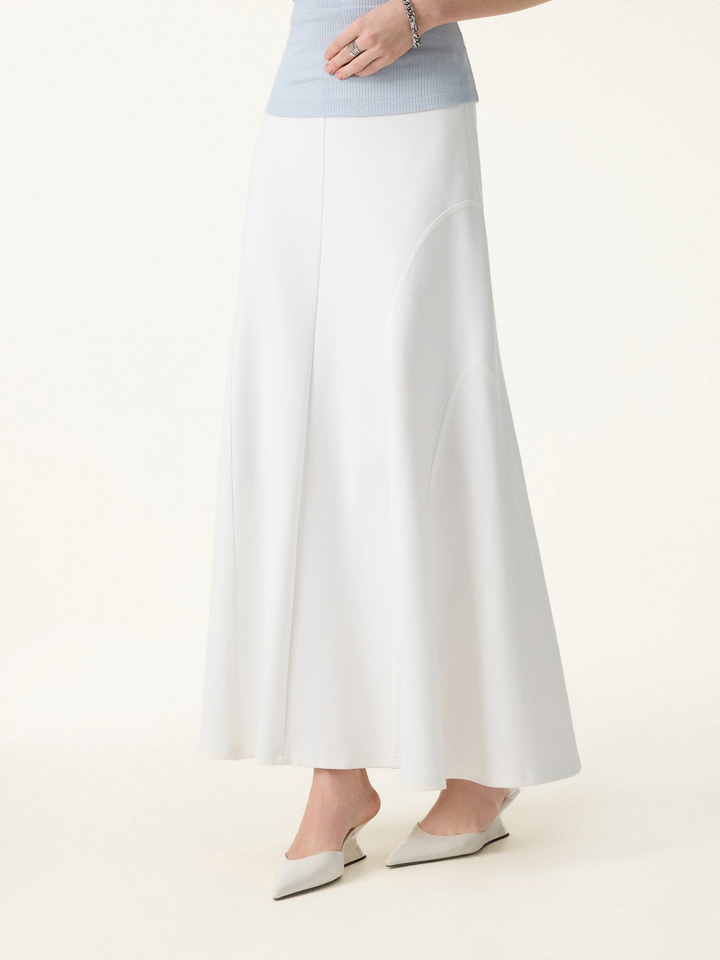 OGLmove Wrinkle-Resistant A-Line Flared Maxi Skirt