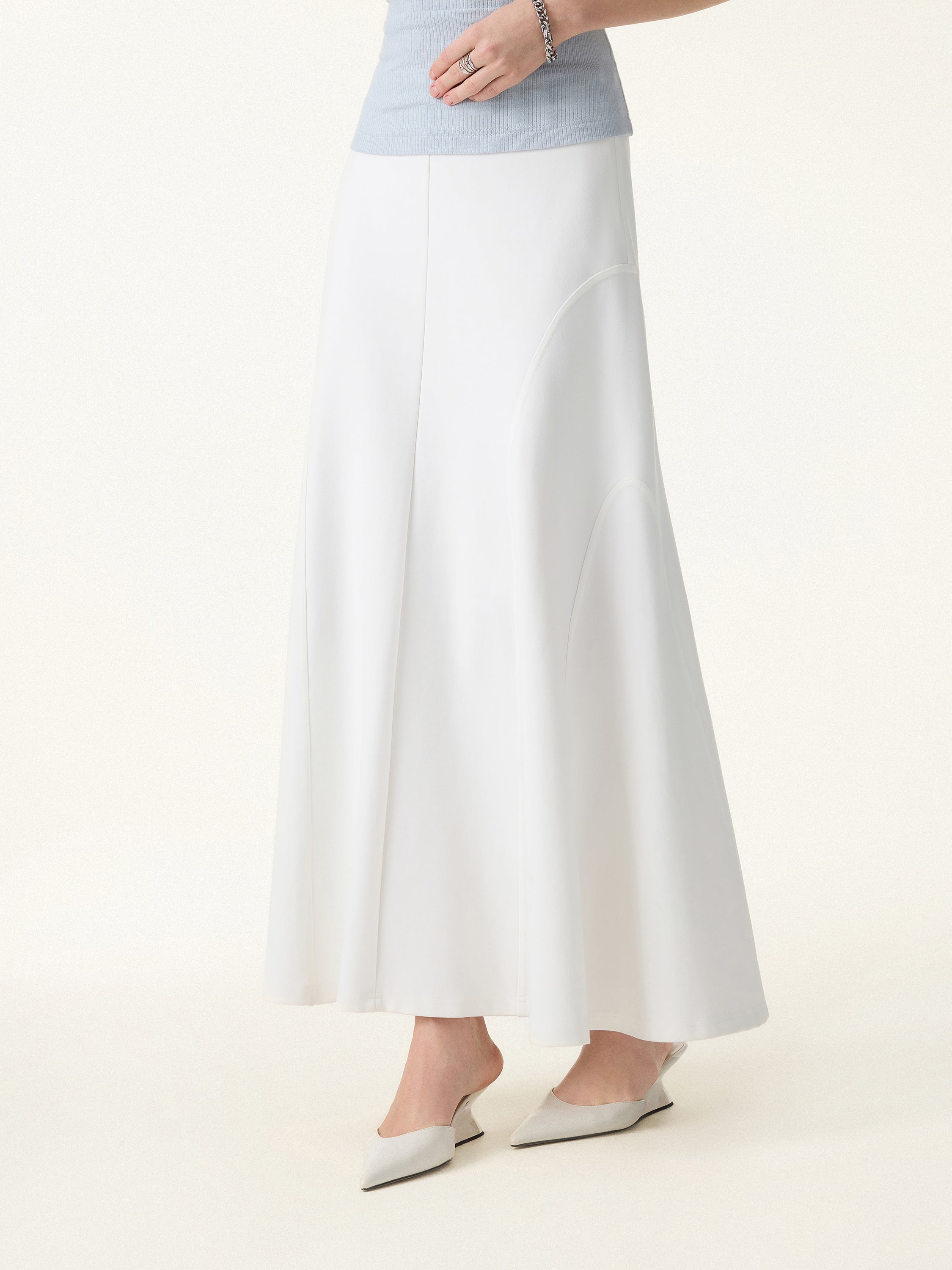 OGLmove Wrinkle-Resistant A-Line Flared Maxi Skirt
