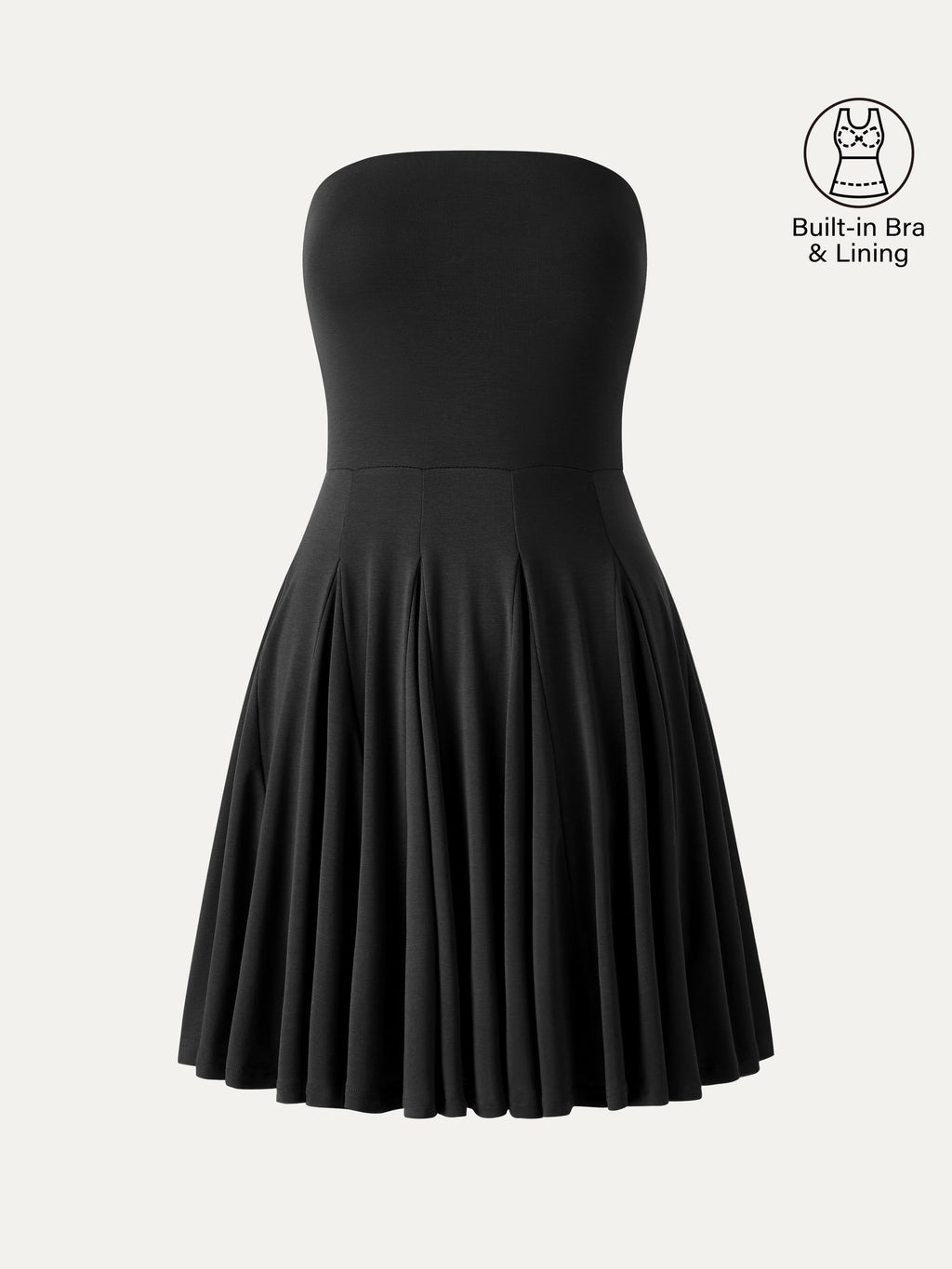 OGLmove Women's Bandeau Godet Circle Flare Mini Bra Dress