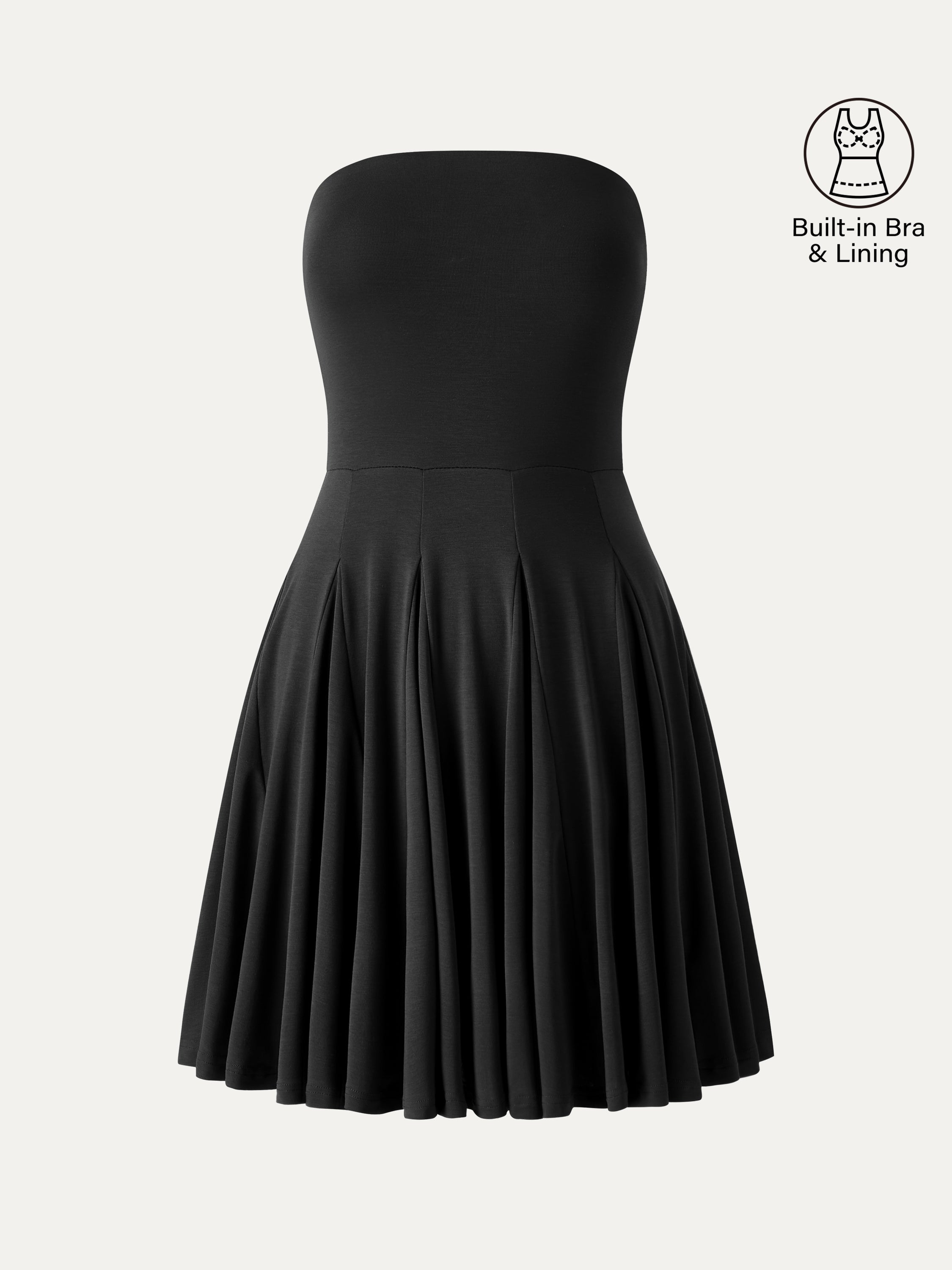 OGLmove Women's Bandeau Godet Circle Flare Mini Bra Dress