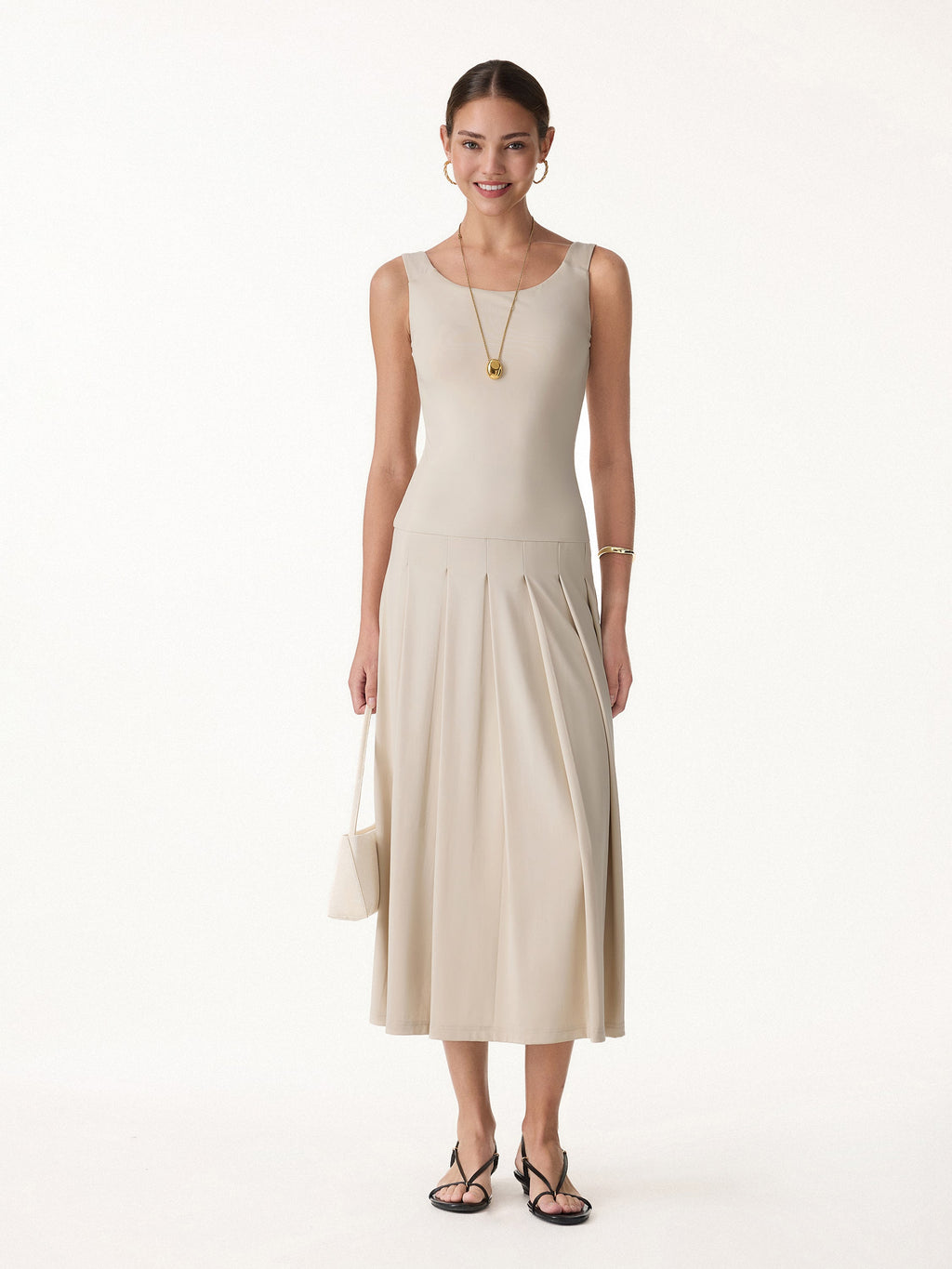 OGLmove CoolTouch Multi-Wear Pleated Midi Bra Dress