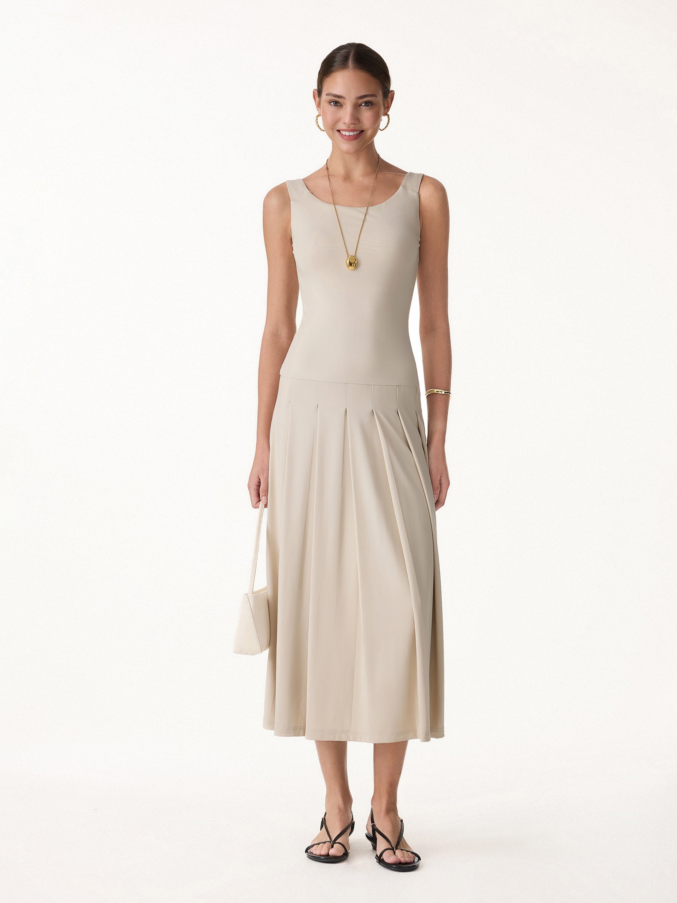 OGLmove CoolTouch Multi-Wear Pleated Midi Bra Dress