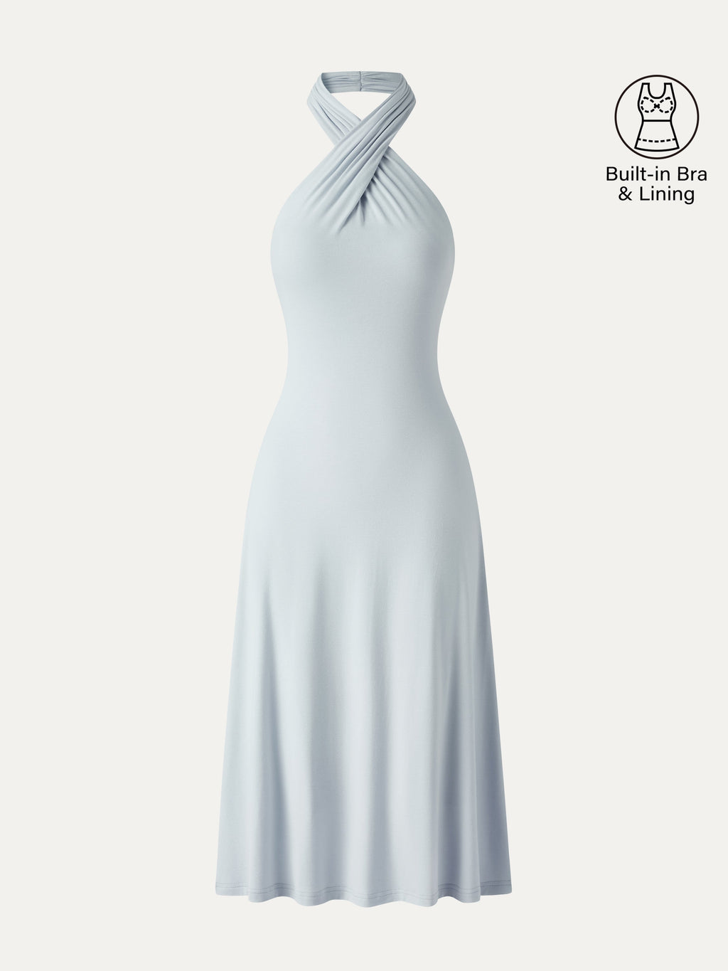 OGLmove CoolTouch Criss-Cross Halter Open-Back Midi Bra Dress