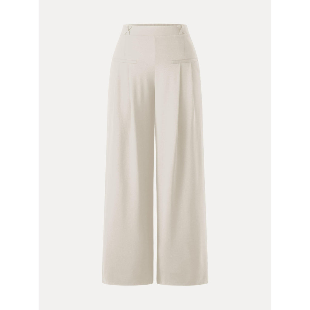 OGLmove Drapey Bamboo Ponte Mid Rise Wide Leg Trouser with Pockets