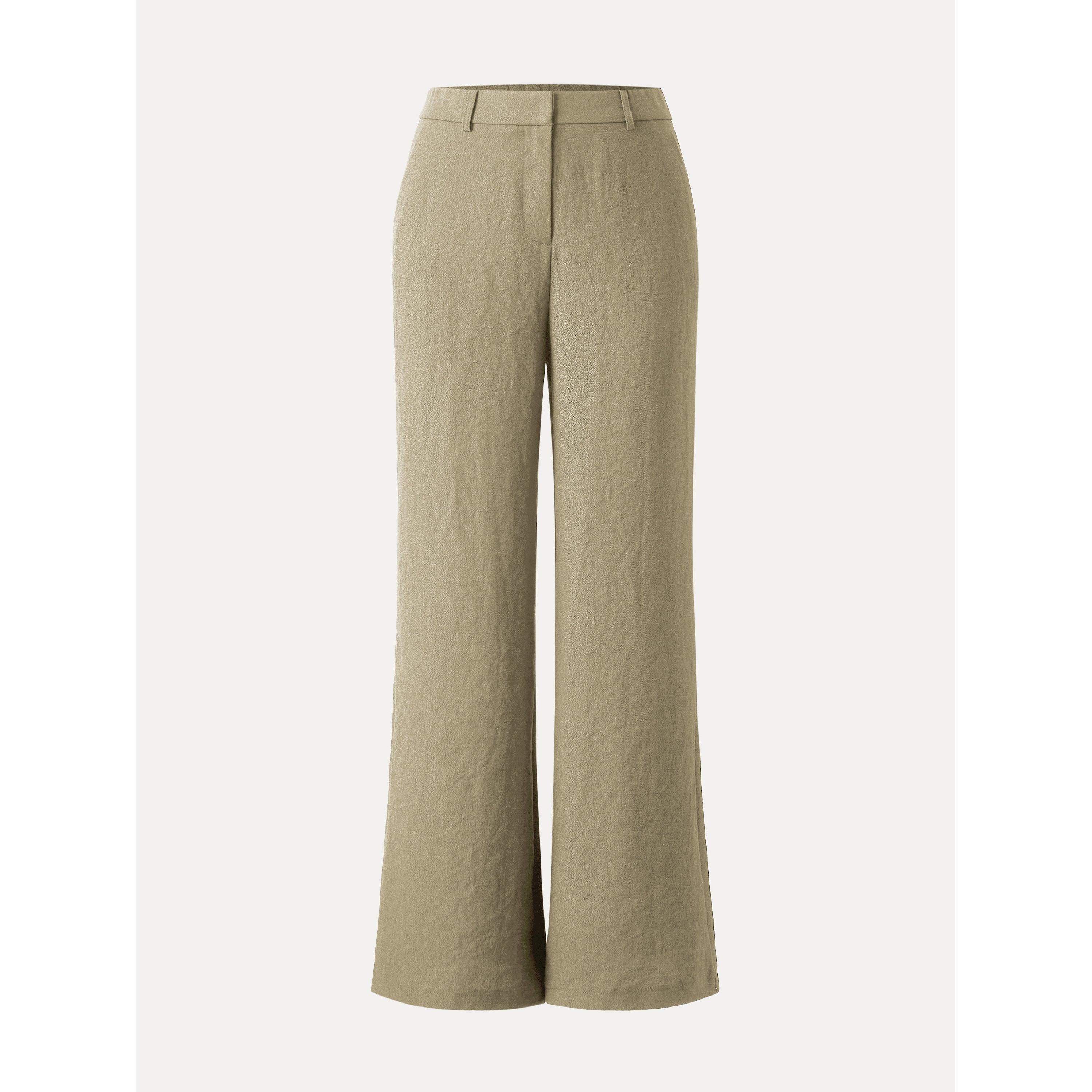 OGLmove European Linen Mid Rise Flared Pant with Pockets
