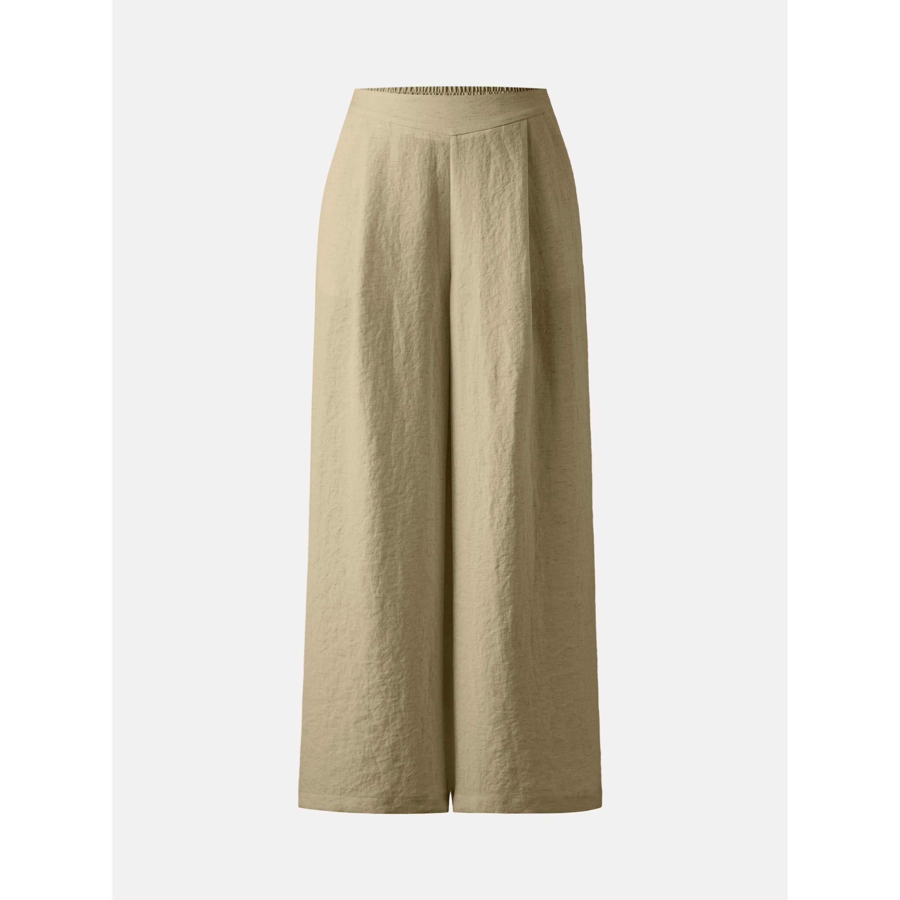 OGLmove Breezy Linen Mid Rise Wide Leg Pant With Pockets
