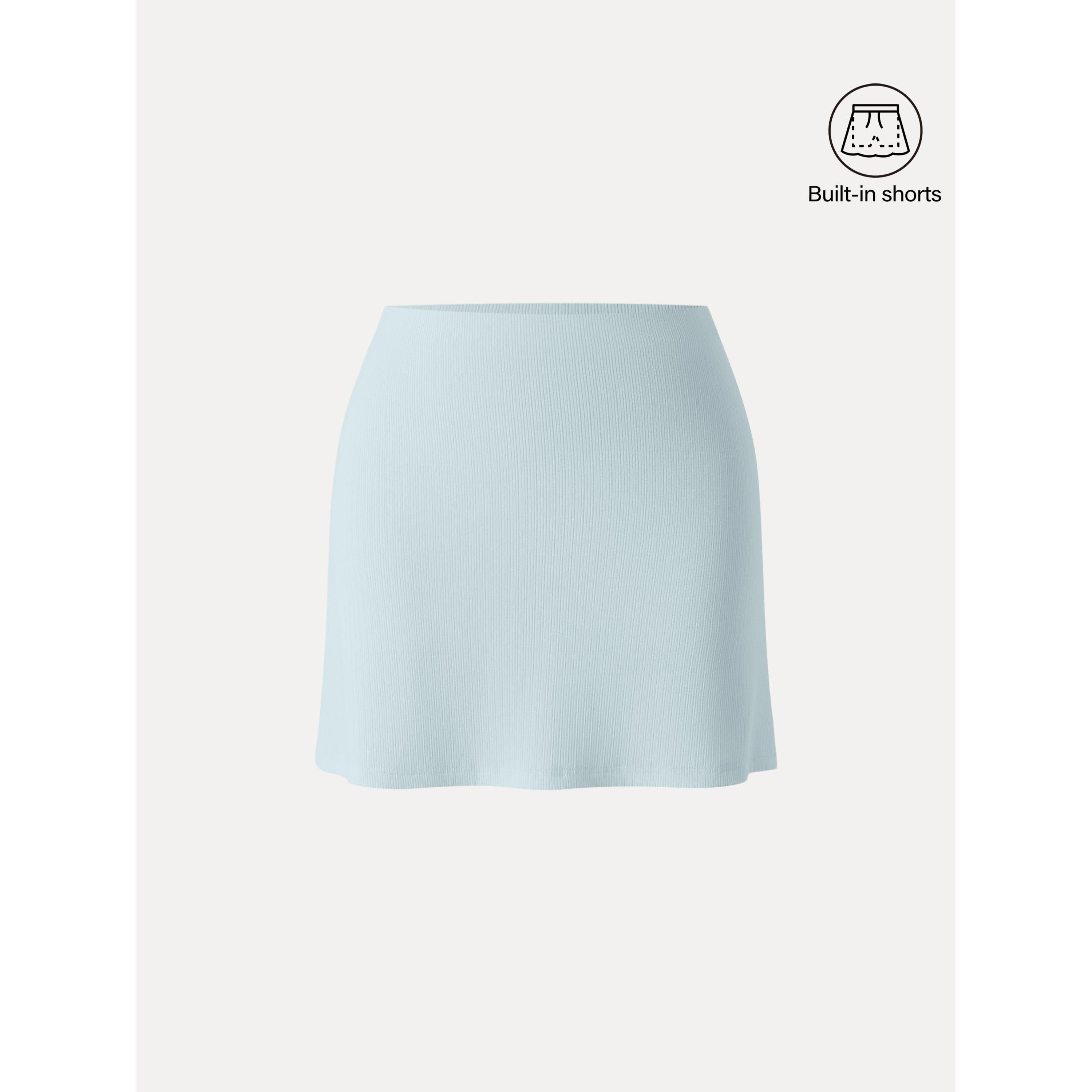 OGLmove Stretch Cotton Pointelle A-Line Mini Skirt with Built-In Shorts