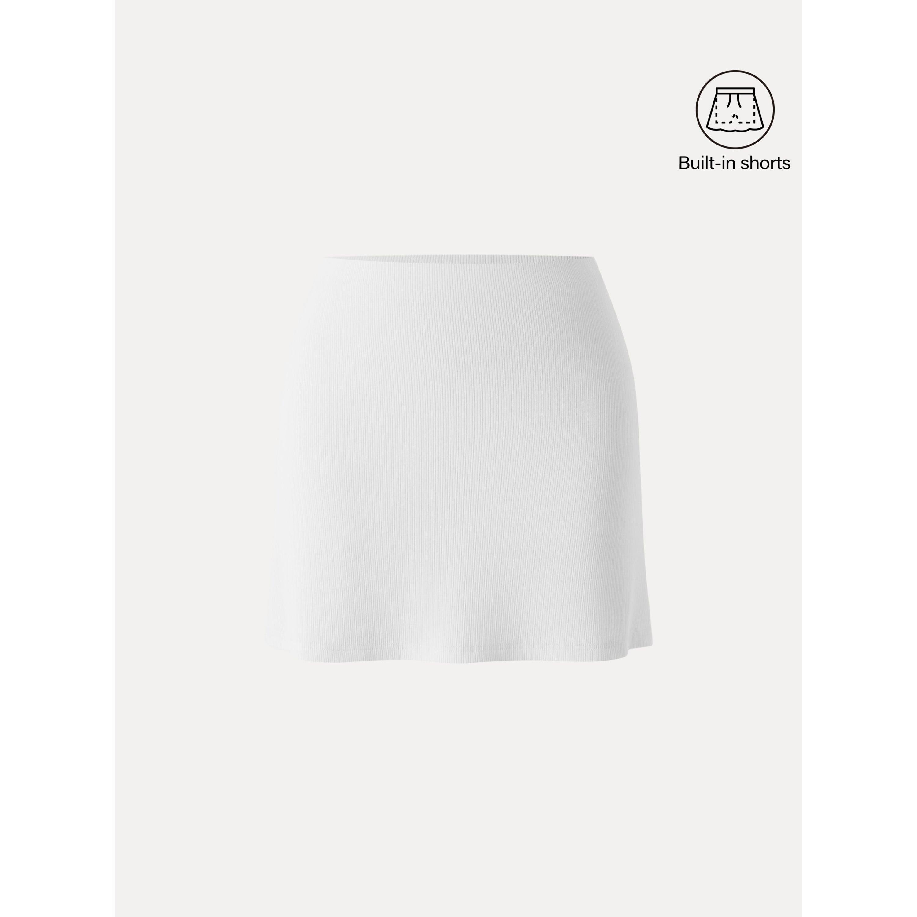 OGLmove Stretch Cotton Pointelle A-Line Mini Skirt with Built-In Shorts