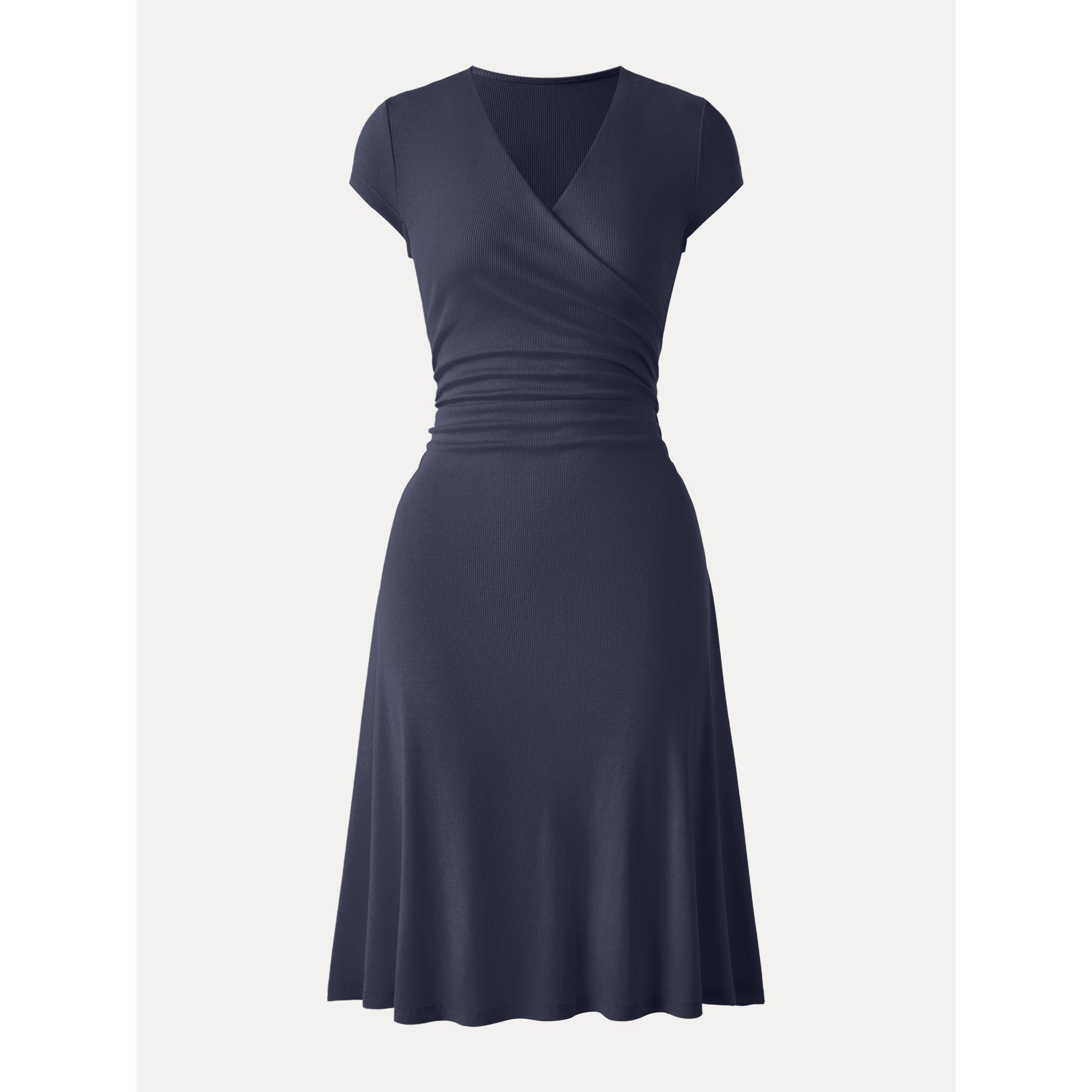 OGLmove Stretch Cotton Surplice V-Neck Cap Sleeve Midi Dress