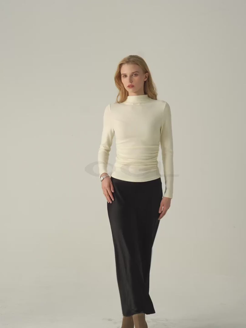OGLmove Eco-Mousse ProWarm Brushed Rib Mockneck Top Off White