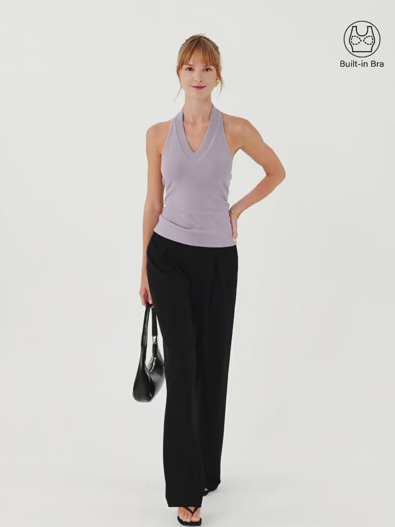 OGLmove Plantive Halter Neck Open Back Bra Tank