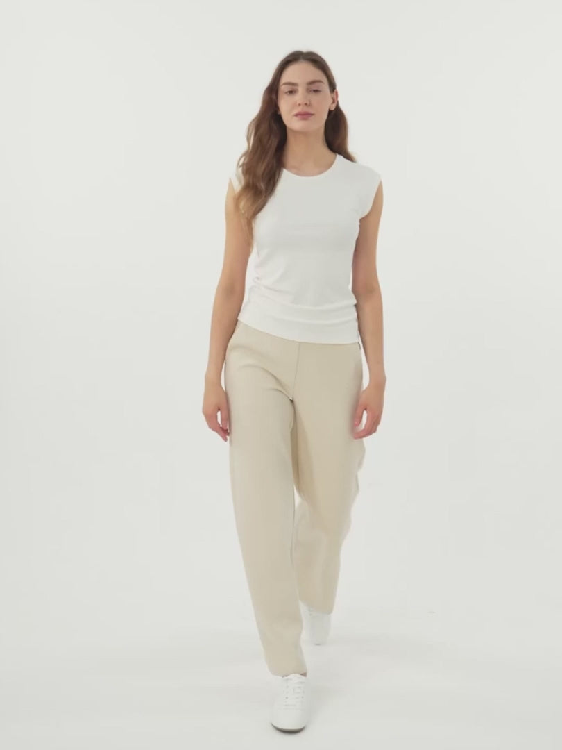 OGLmove Textured Mid Rise Pull-on Straight Pant with Pockets