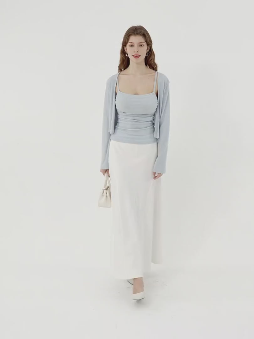OGLmove Wrinkle-Resistant A-Line Flared Maxi Skirt