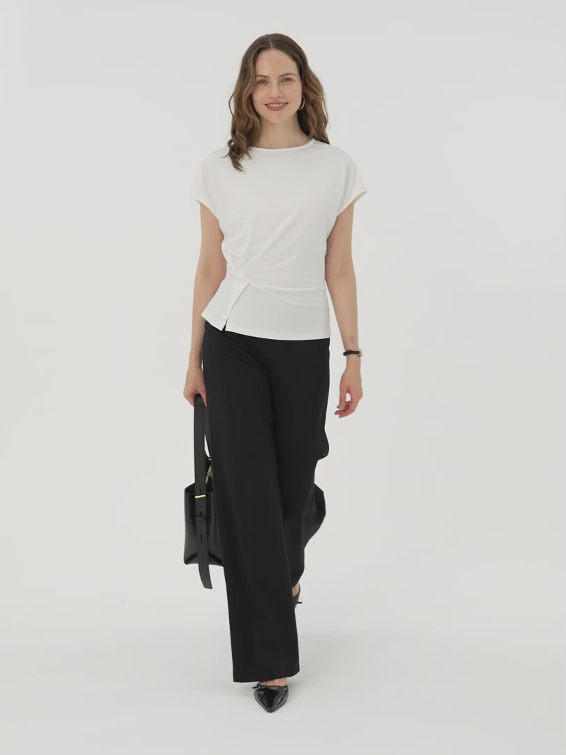 OGLmove Cooling Ponte Relaxed Round Neck Tucked Top