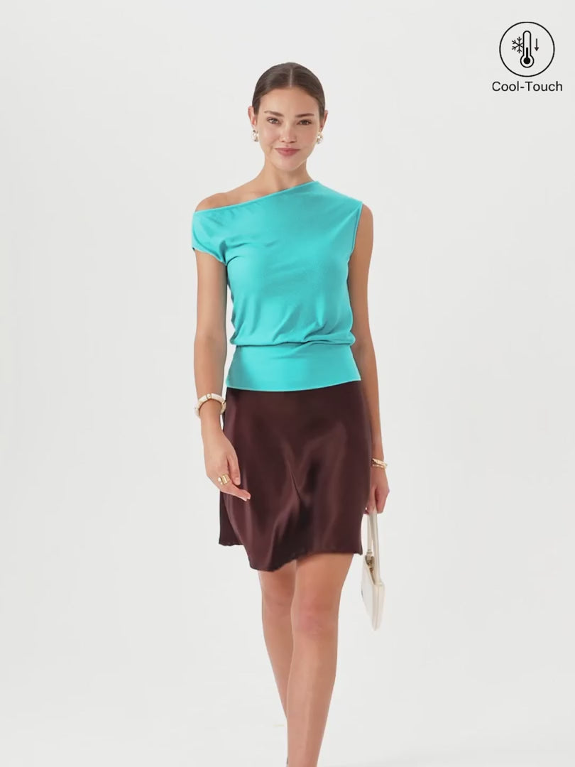 OGLmove Asymmetrical Shoulder Banded Hem Top