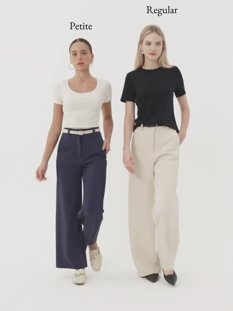 OGLmove Stretchy Mid Rise Fly-Front Wide Leg Trouser