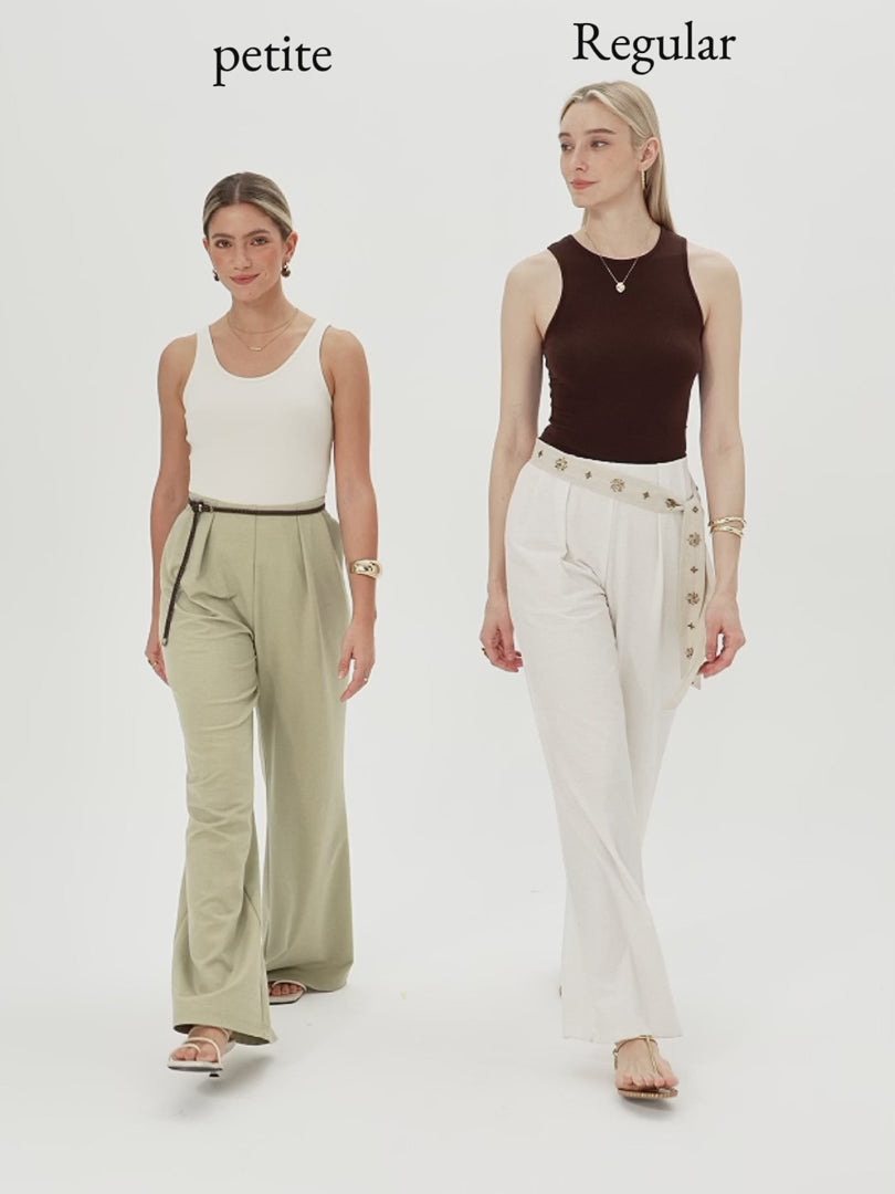 OGLmove Airy Stretch Linen Wide Flare Pant with Pockets