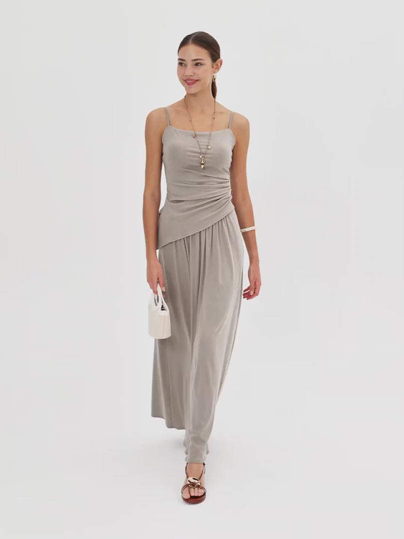OGLmove Women's Spaghetti Bra Top & A-Line Maxi Skirt Set