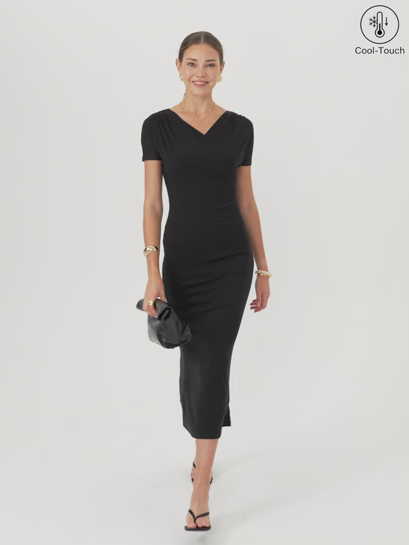 OGLmove Surplice Short Sleeve Midi Dress