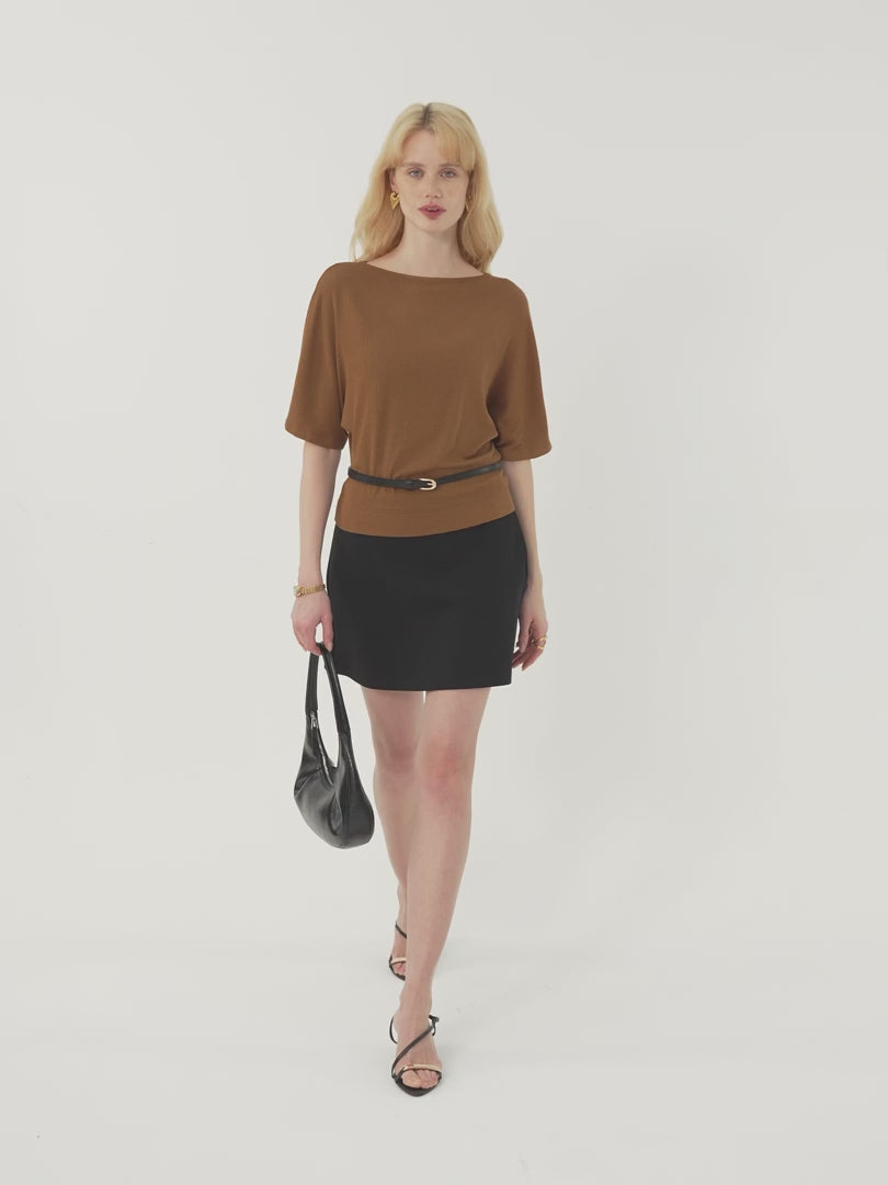 OGLmove Soft Ribbed Boatneck Relaxed Top