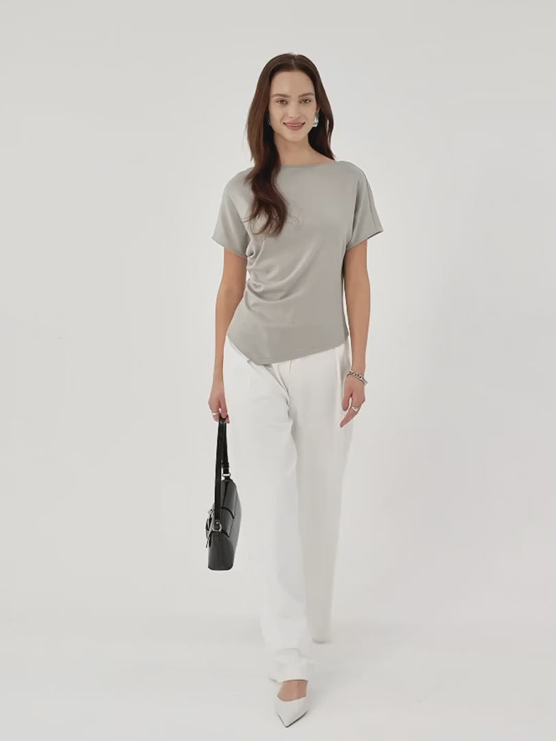 OGLmove Cotton Lyocell Boatneck Angled Summer Tee
