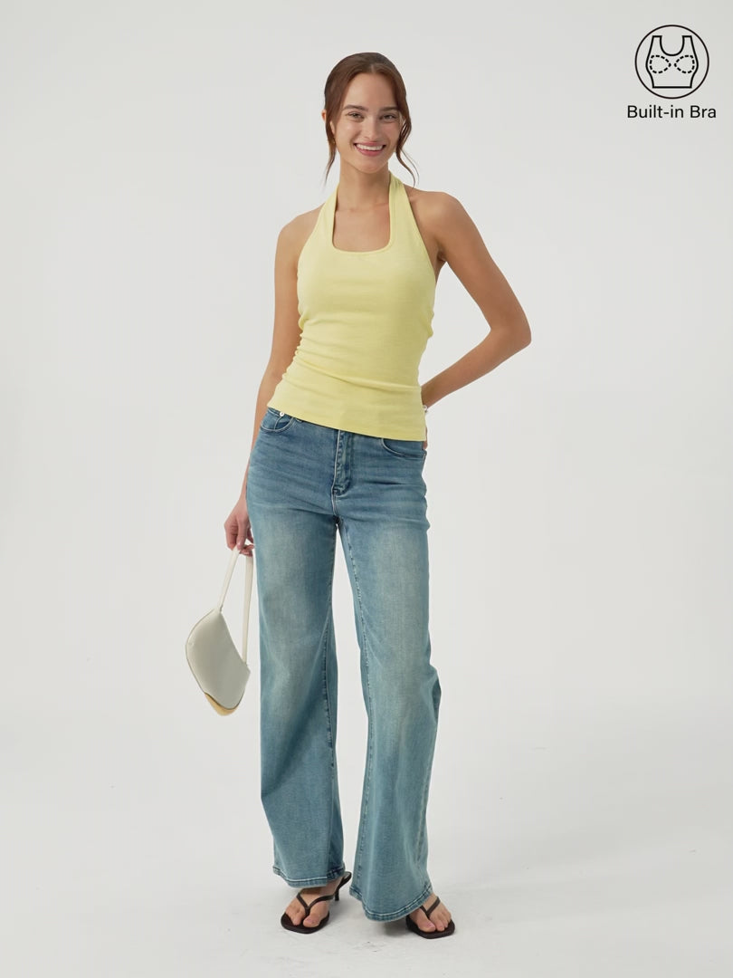 OGLmove Women's Cotton Square Halter Neck Bra Tank
