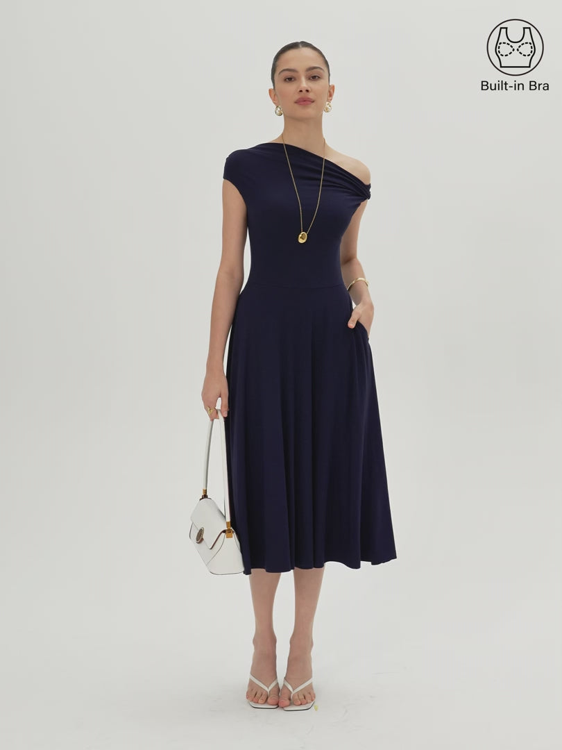 OGLmove Eco-SKinKiss Compressive Padding Midi Bra Dress with Pockets