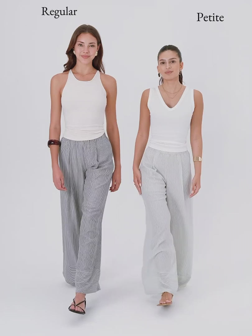 OGLmove Summer Poplin High-Rise Wide Leg Pants with Pockets
