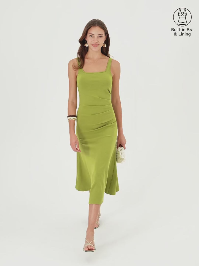 OGLmove Square Neck Tucked Open Back Bra Dress