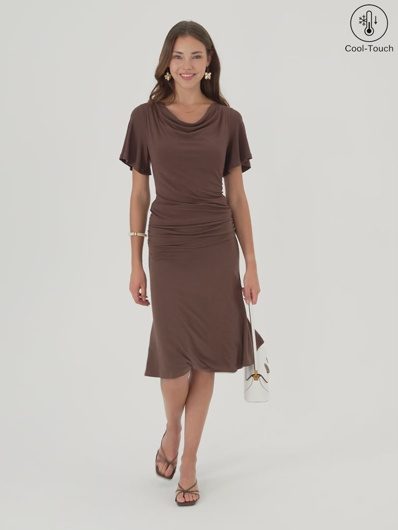 OGLmove CoolTouch Ruched Midi Mermaid Skirt
