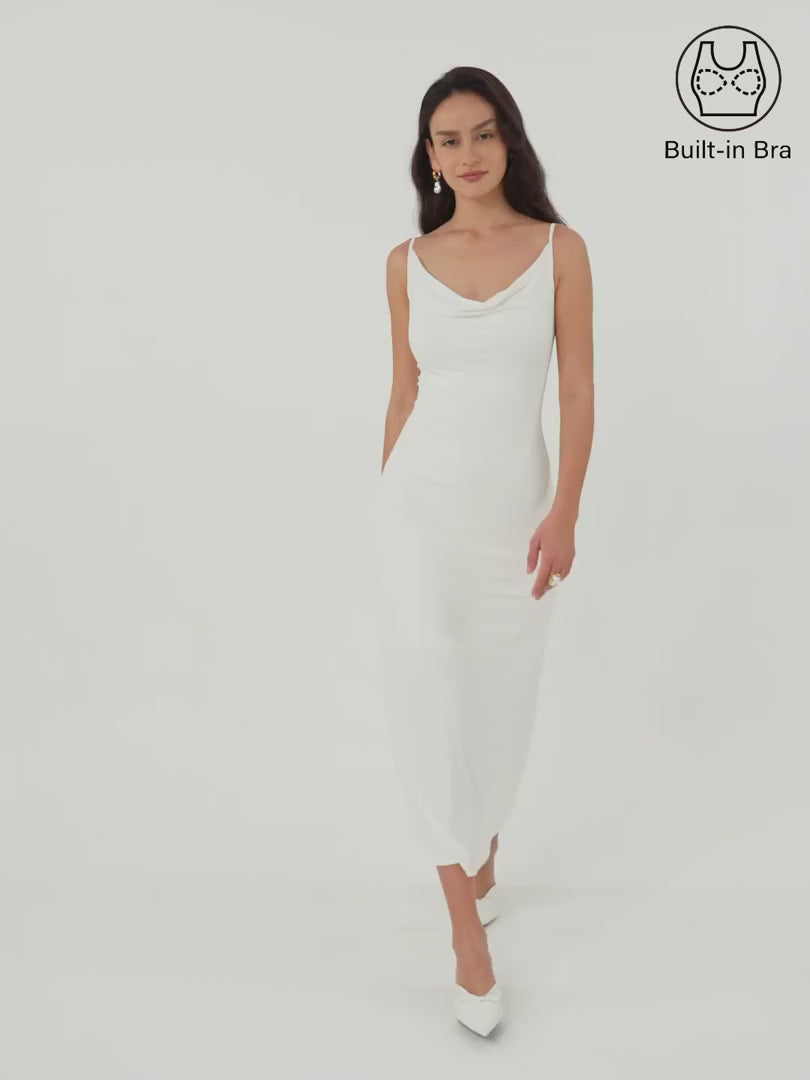 OGLmove Women's Cowl Neck Midi Bra Dress
