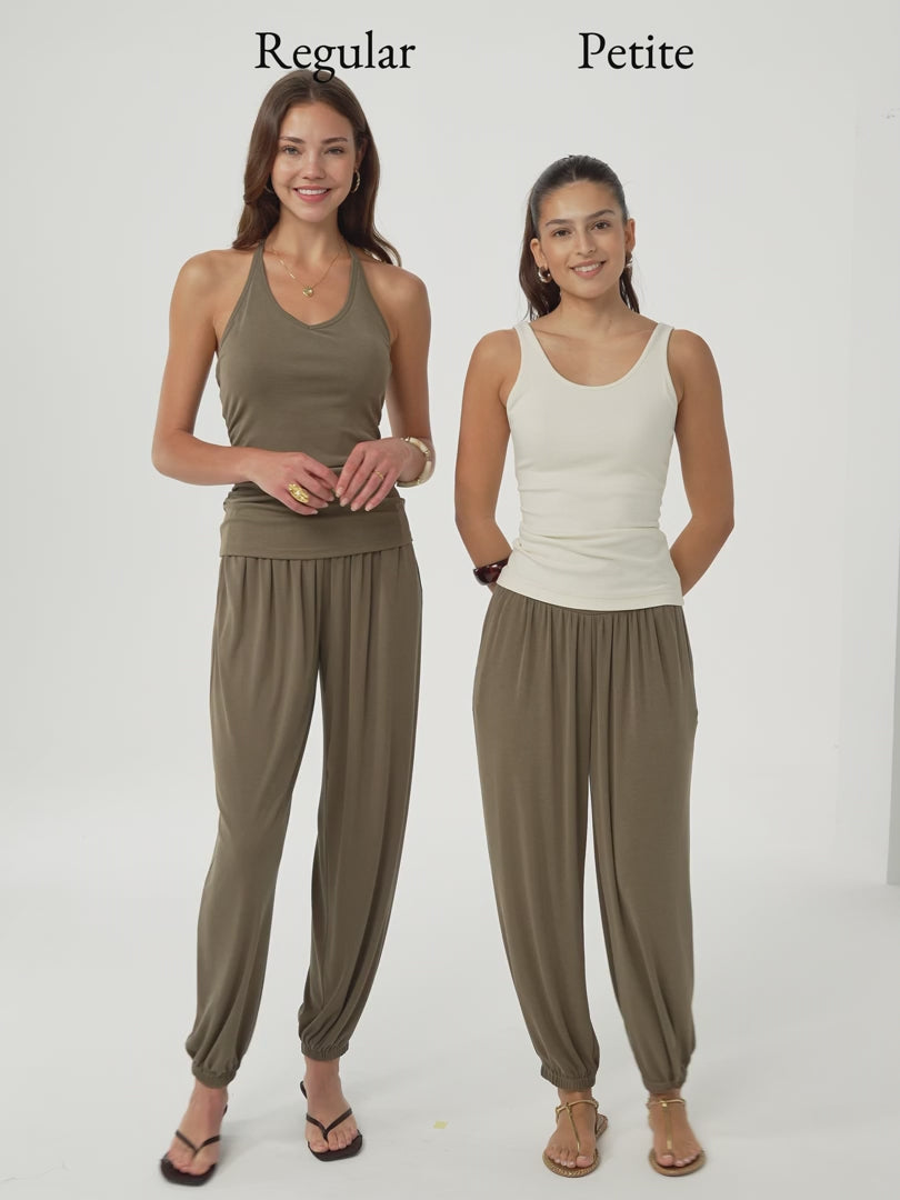 OGLmove Sandwashed Modal Ultra-Soft High Rise Balloon Pants with Pockets