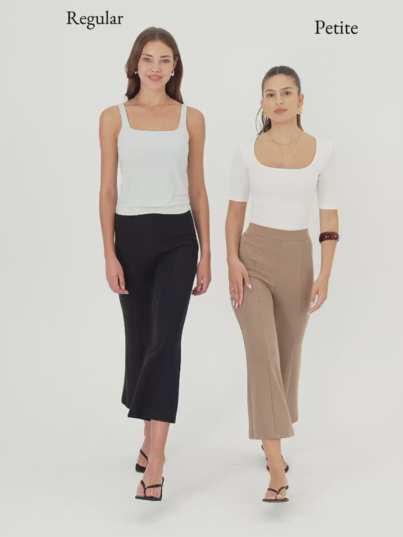 OGLmove Sandwashed High Rise Cropped Flared Pants with Pockets