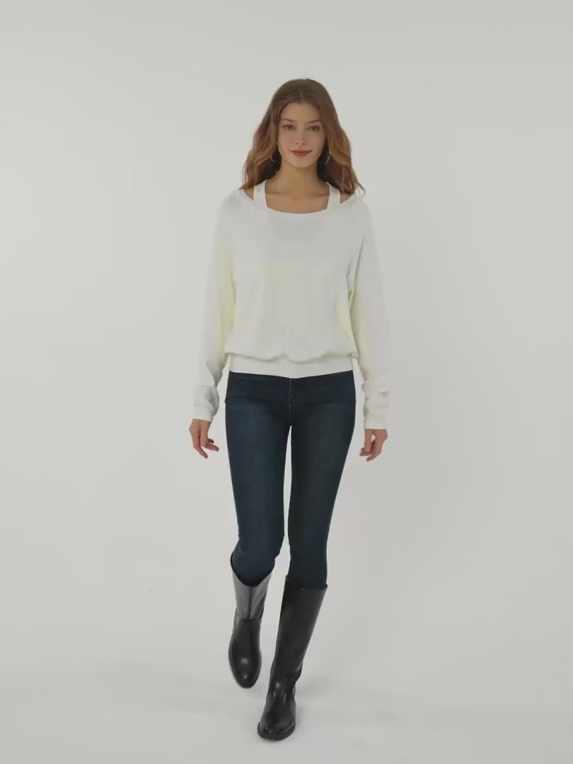 OGLmove Women's Boatneck Long Sleeve LiteWarm Bra Top