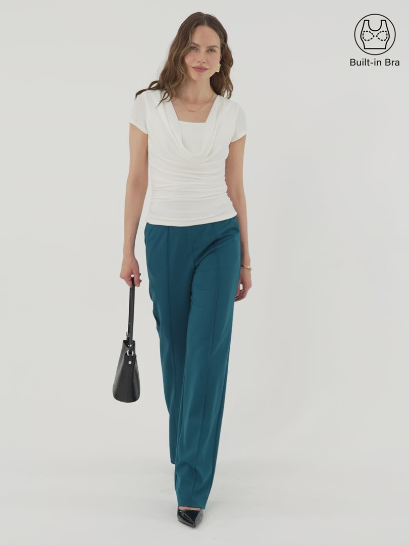 OGLmove Women's Cowl Neck Ruched Bra Top