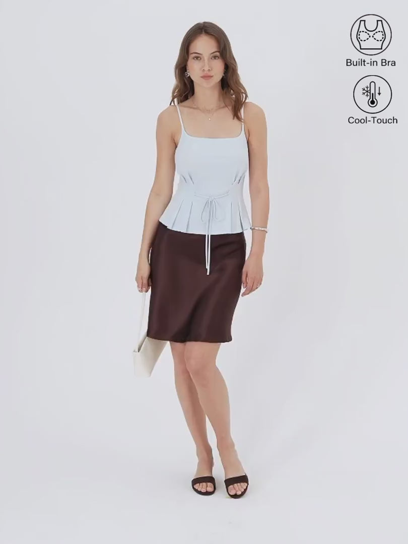 OGLmove Women's Ponte Pleated Spaghetti Brami