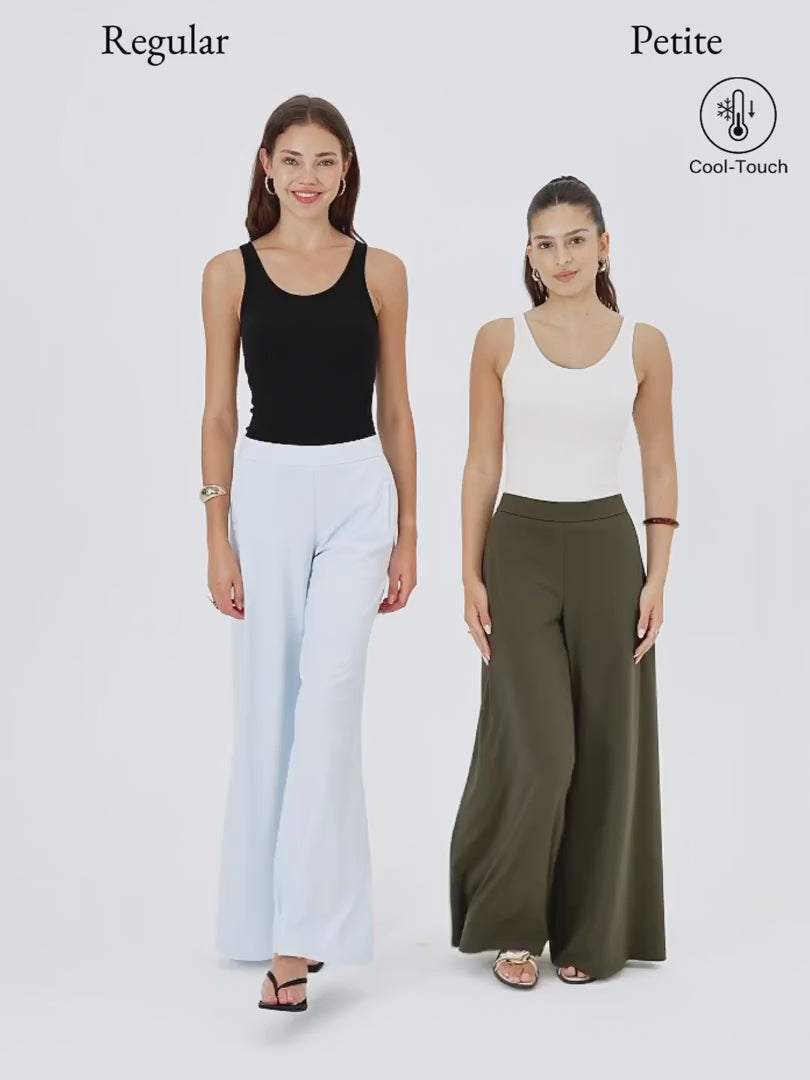 OGLmove Cool-Touch Ponte Mid Rise Wide Leg Pants with Pockets